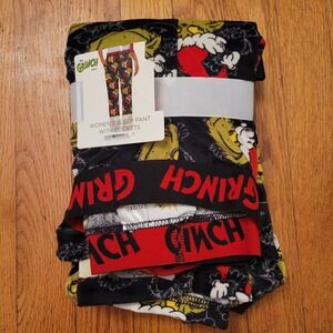 The Grinch‎ Sleep Pants Pockets Velour Black Green Red 2X 18W 20W Gift Christmas